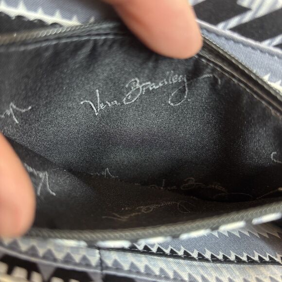 Rare Vera Bradley Black Leather Envelope Adjustable Crossbody Shoulder Bag Purse - Picture 8 of 9